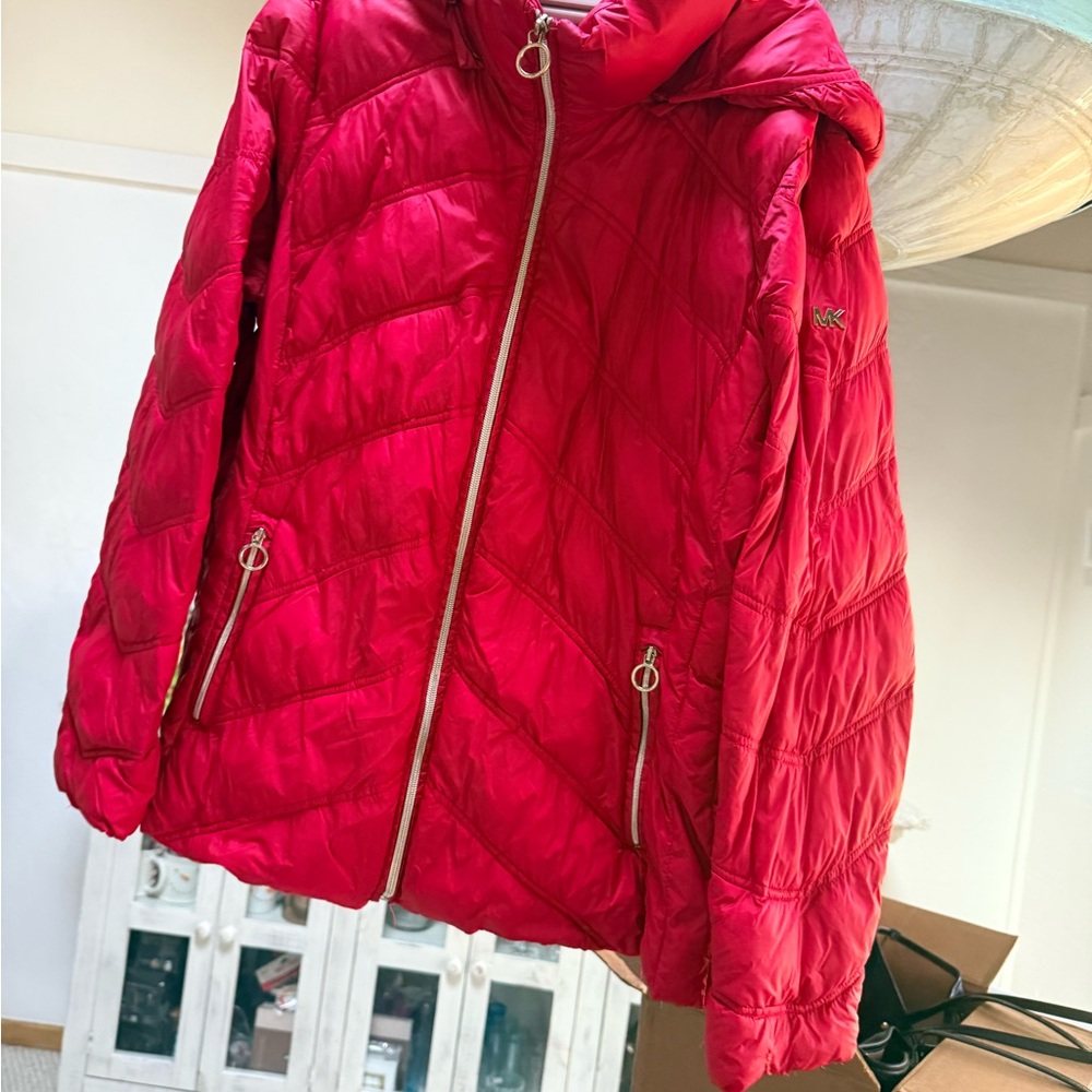 Michael Kors Red Puffer Jacket w/ hood